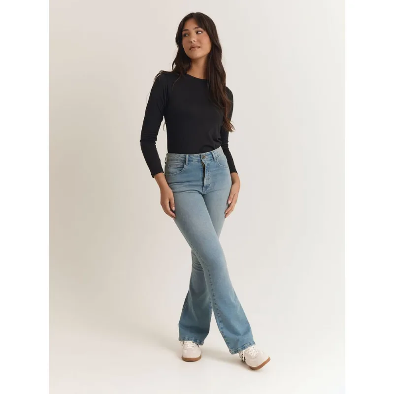 Calça jeans flare dirty Azul 32