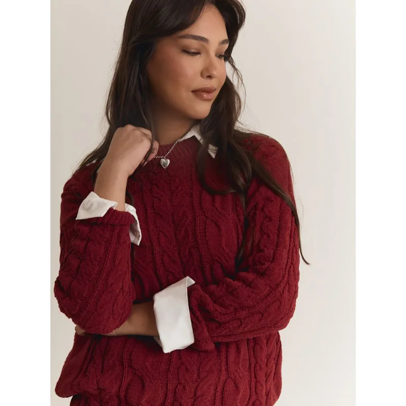 Tricot Blusão over tranças Vinho PP