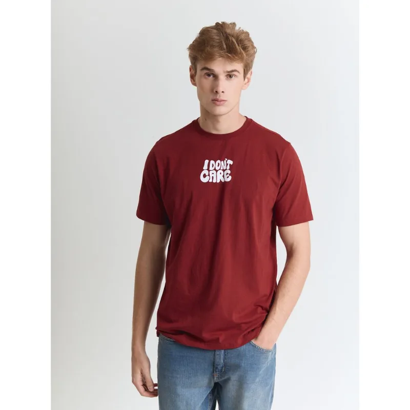 Camiseta comfort estampa dont care Vinho P