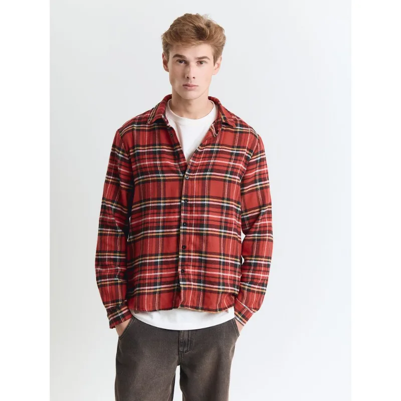 Camisa manga longa xadrez Vermelho M