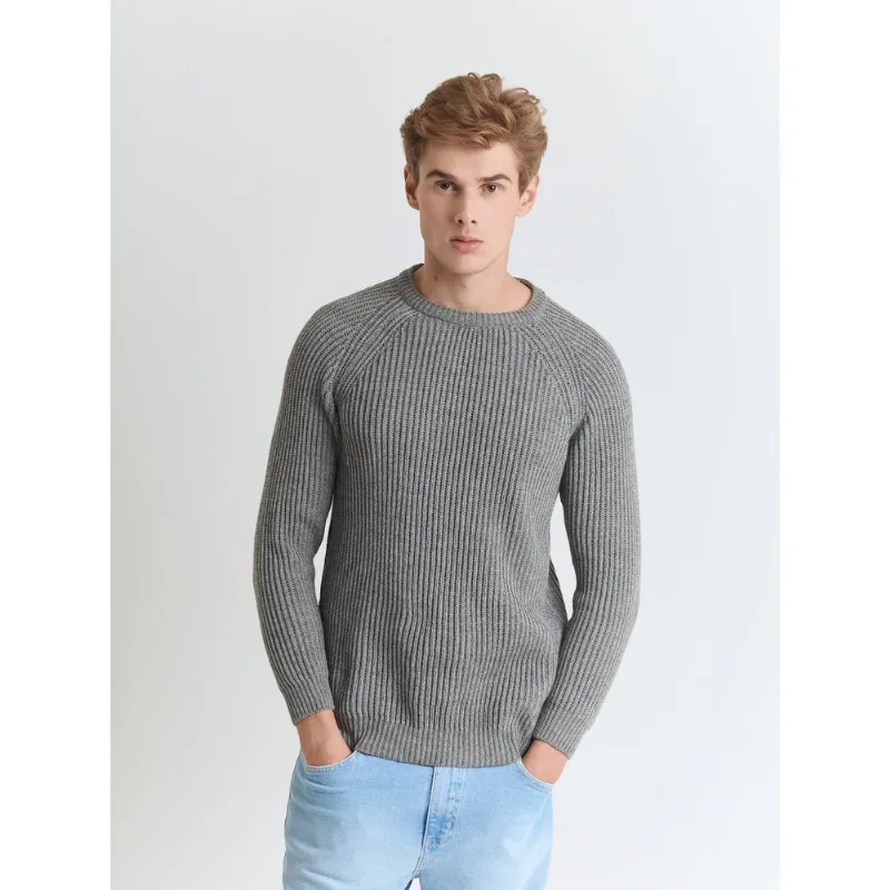 Blusão tricot raglan Cinza P
