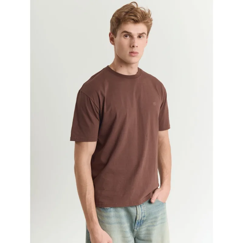 Camiseta algodão masculina básica logo gang marrom Marrom PP