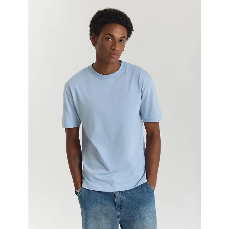 Camiseta algodão masculina básica logo gang Azul Azul claro GG