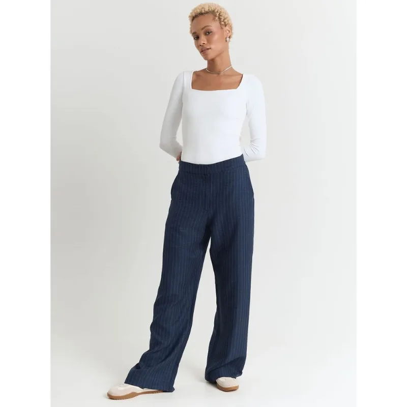 Calça risca de giz azul marinho Marinho P