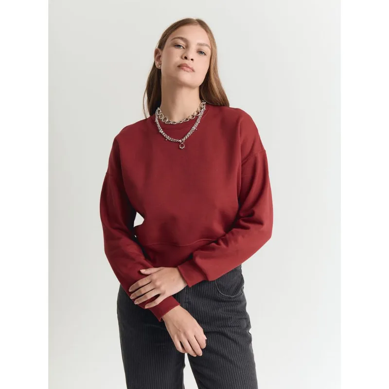 Moletom cropped vermelho Vinho PP