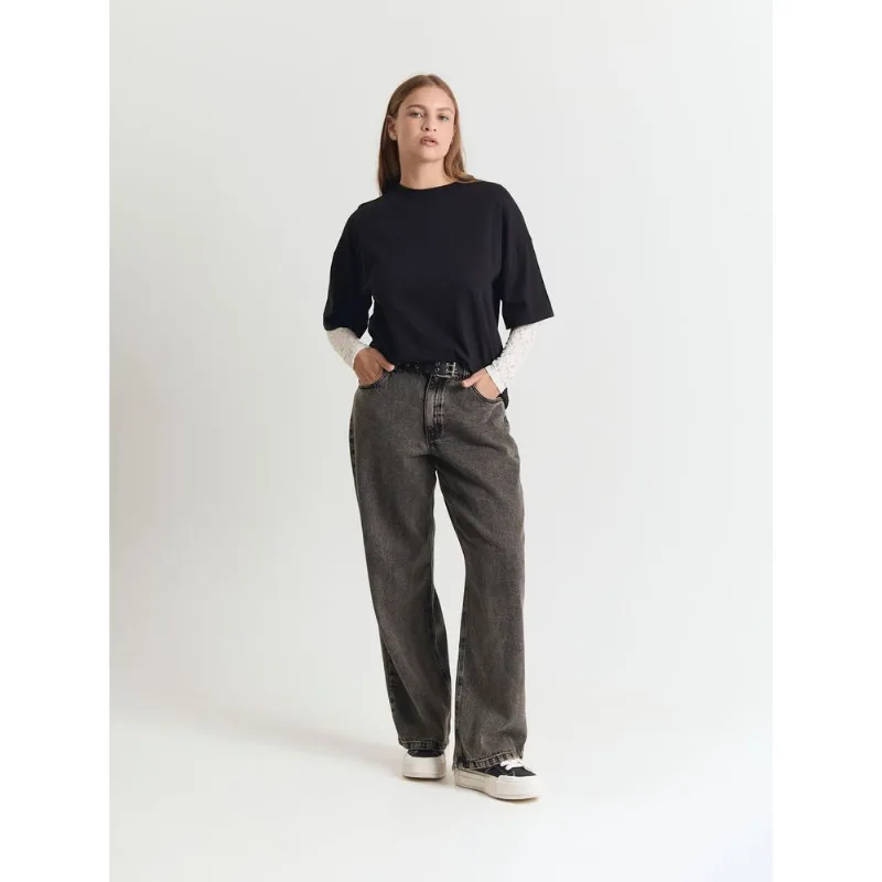 Calça wide leg Preto 34