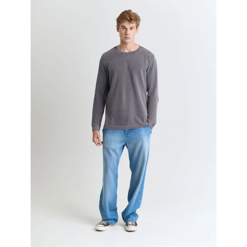 Calça jeans baggy com bolso faca Azul 42