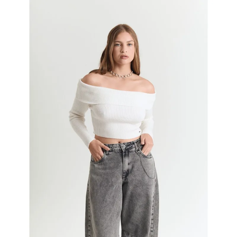 Tricot ombro a ombro Off white G