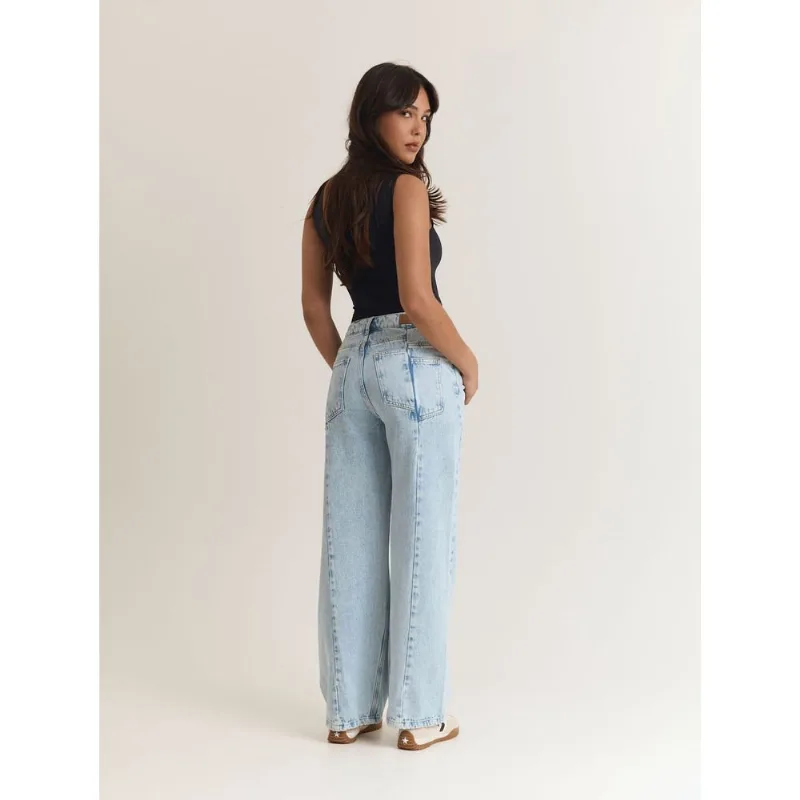 Calça jeans wide leg Azul 40