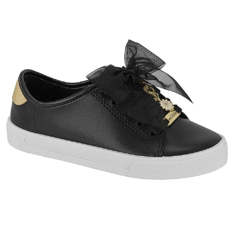 Tenis Molekinha Laço Ref 2524.464.16288 Preto/dourado 031