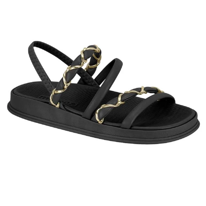 Sandalia Moleca Papete Ref 5556.110.31044 Preto/dourado 35