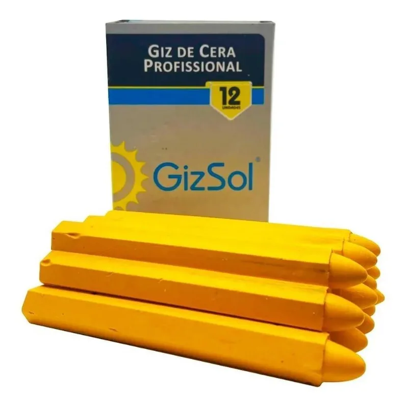 10x Giz Para Marcar Pneu 110x12mm Cx C/12 Amarelo Gizsol