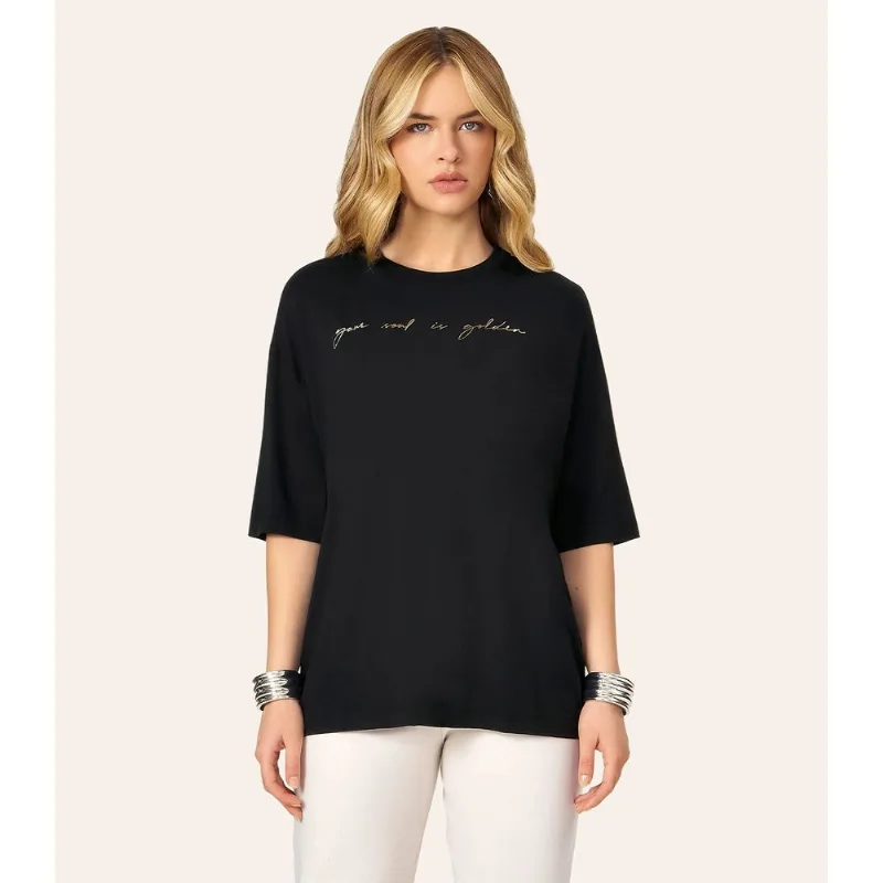 Blusa Feminina Ampla Com Estampa Endless Preto M