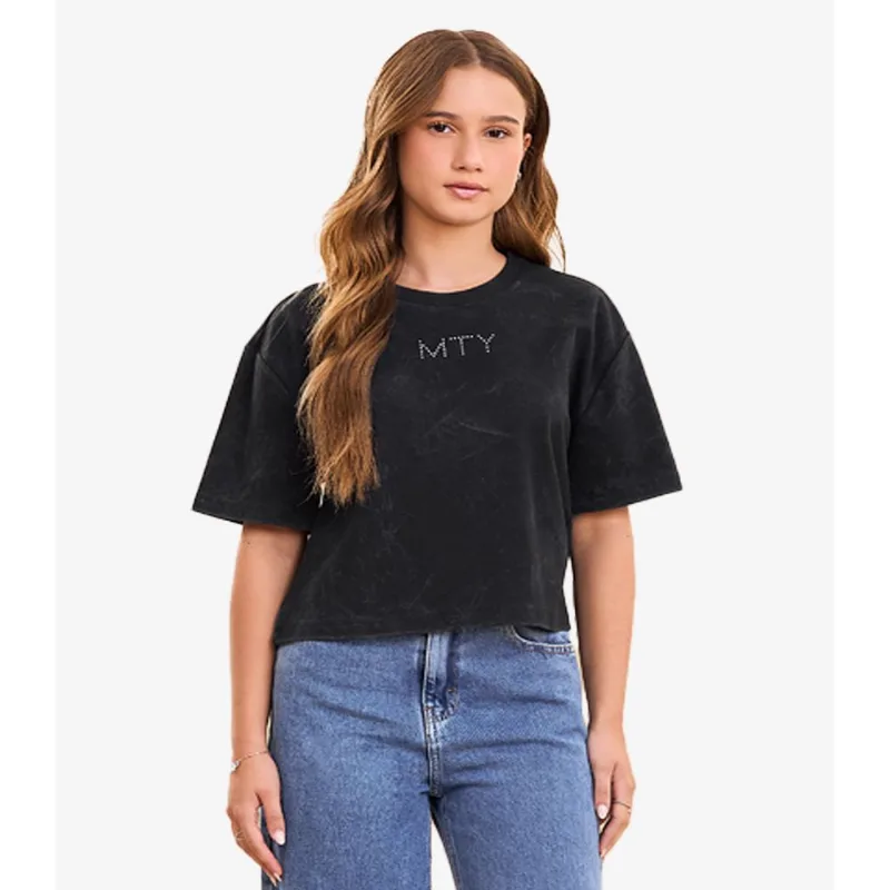 Blusa Feminina Box Com Strass Minty Preto 14