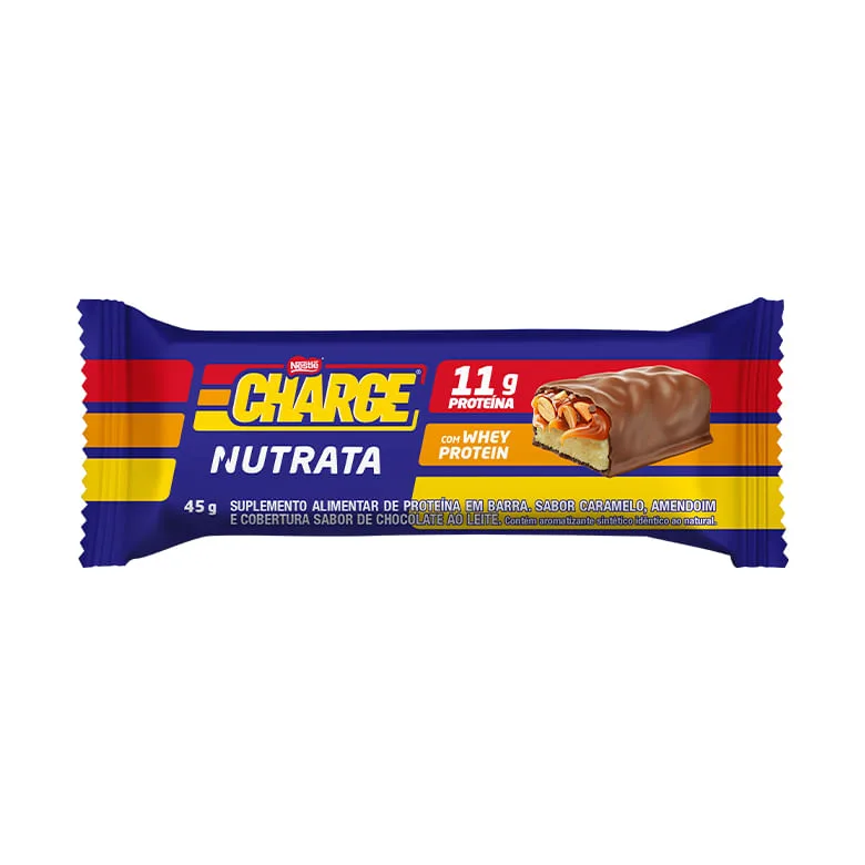 Barra Nutrata Charge 11g Proteina Caramelo e Amendoim 45g - Nutrata - Vitamina E Suplemento