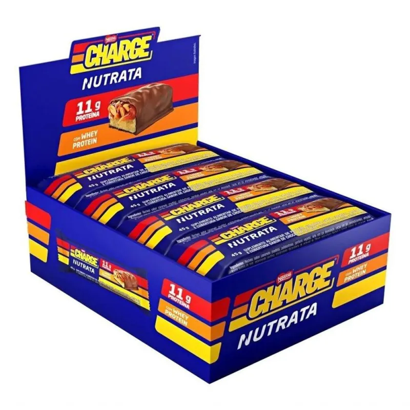 Barra Proteica Nutrata Charge Bar Caixa 12 Unidades Chocolate Caramelo Amendoim 540g - Não Informado - Mercearia