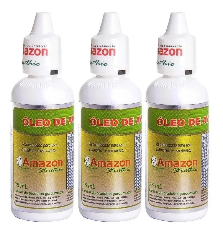 Kit 3 Un Óleo De Avestruz Gotas 35 Ml Amazon Struthio - Não Informado - Mercearia