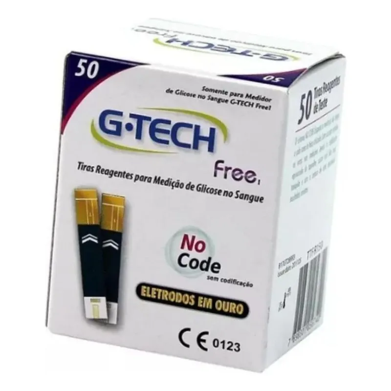 5x 50 Tiras G-tech Free Fitas Reagentes Para Medir Glicose
