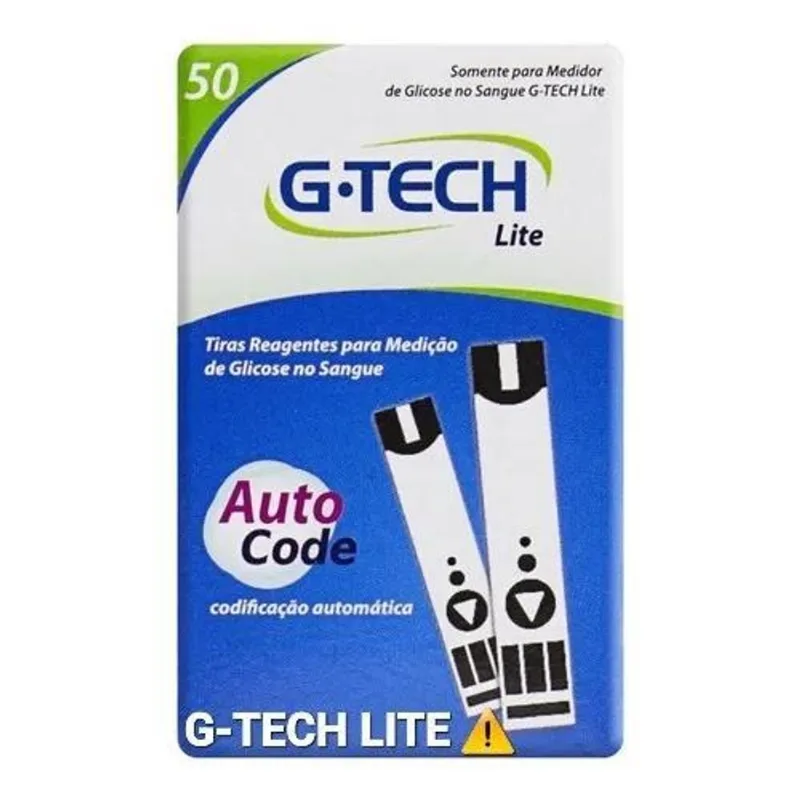 50 Tiras Reagentes G-tech Free Lite Teste Glicemia Glicose C