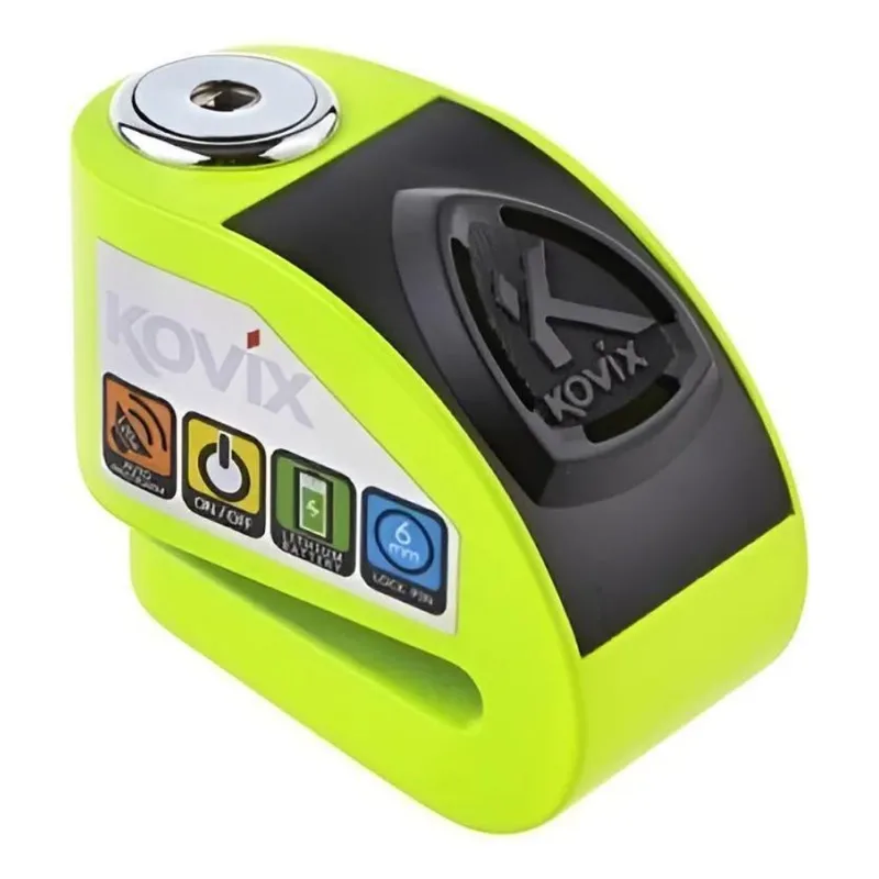 Trava Disco Com Alarme Freio Kovix Cadeado Anti Verde Neon