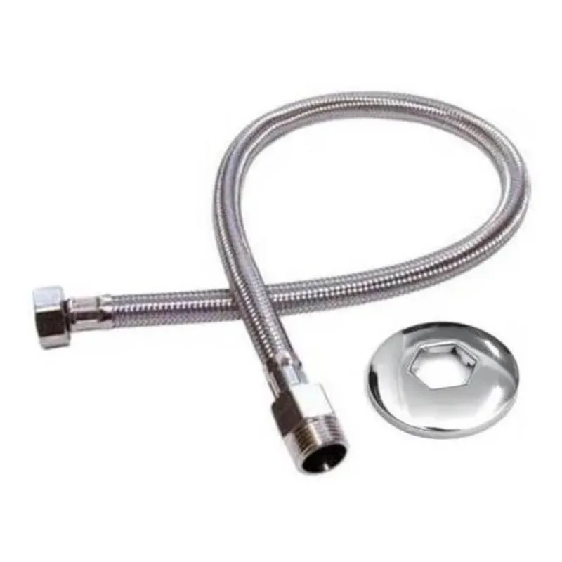 5x Engate Flexível Rabicho Inox Trançado 40cm Macho X Fêmea