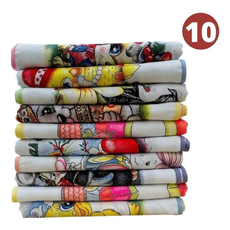 10 Panos De Prato Guardanapo Estampados No Viés Kit
