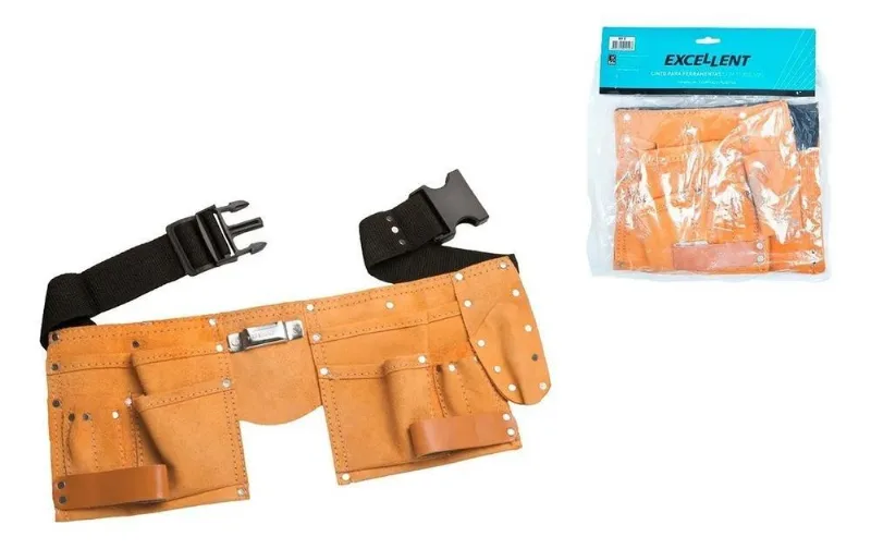 2x Cinto Em Couro Para Ferramentas Com 11 Bolsos 9ft Eda