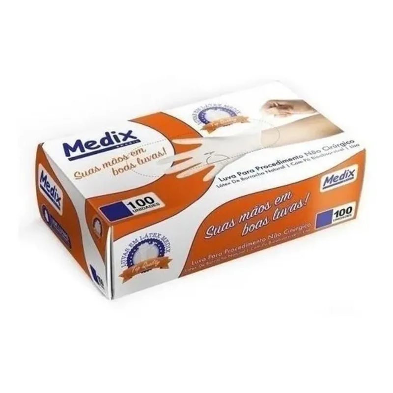 10x Luvas Descartáveis Medix Procedimento Cor Natural Taman