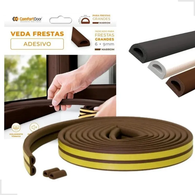Veda Frestas Porta Janela: Isolament - 6 Milímetros - Marrom