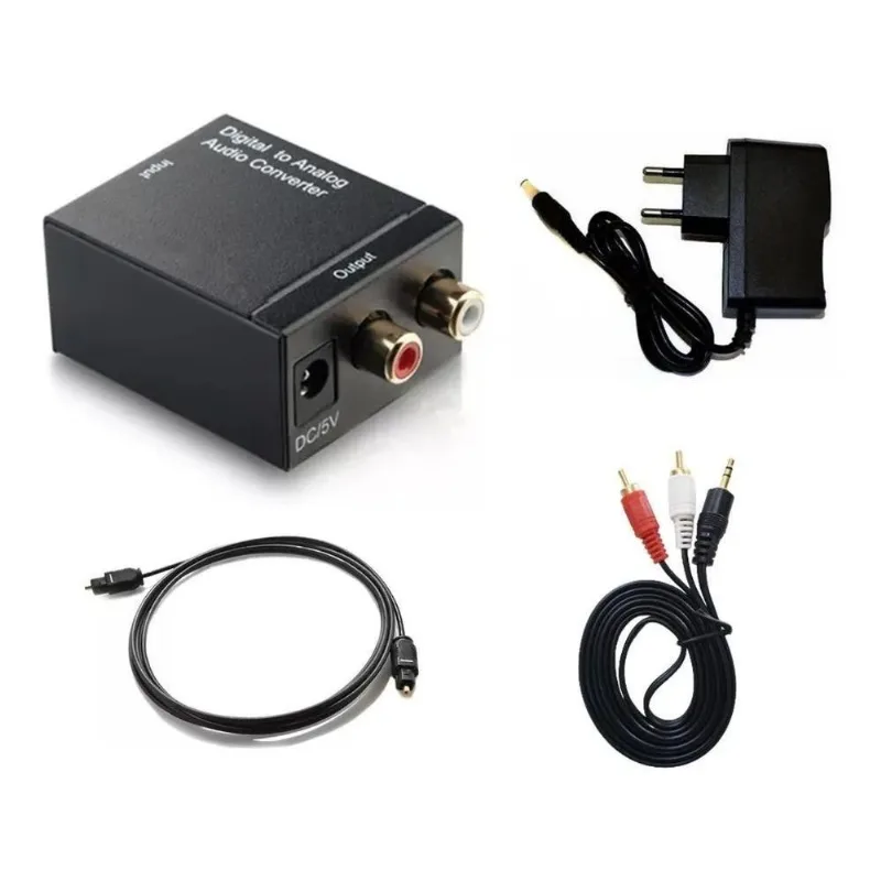 5x Kit Conversor De Audio Optico Digital Para Rca Home E Som