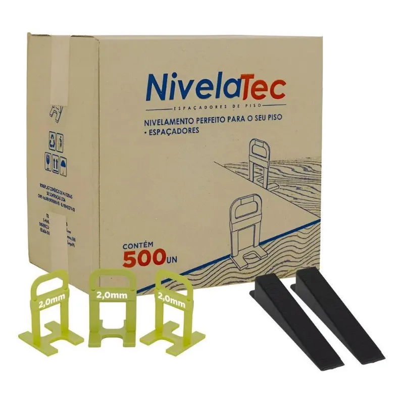Kit Nivelador Espaçador 500 Unidades 2mm + 100 Cunhas Slim N