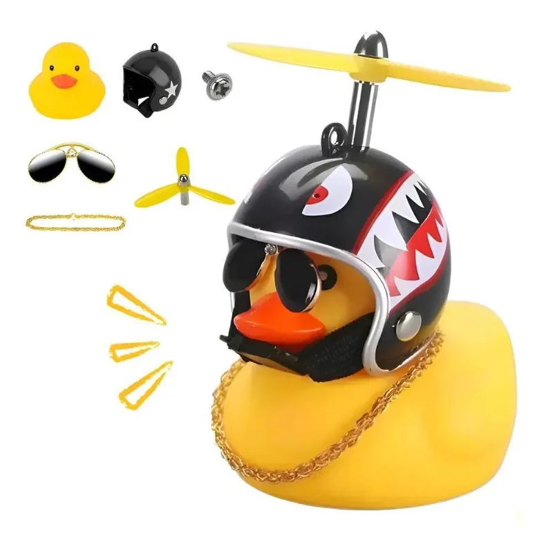 Patinho Pato Capacete Hélice Óculos Buzina Bike Carro Moto