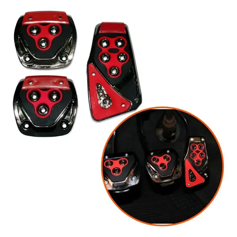 Pedaleiras Esportivas Automotiva Vermelha Tuning Kit Vermel