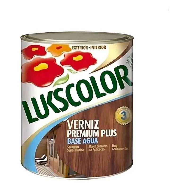 5x Verniz Base Água Madeira Cores 900ml Lukscolor Móveis 1/4