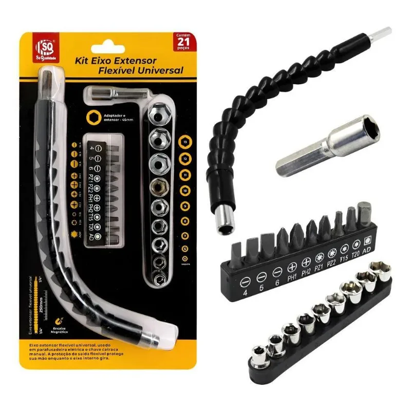 Kit Extensor Prolongador Flexível Parafusadeira Universal