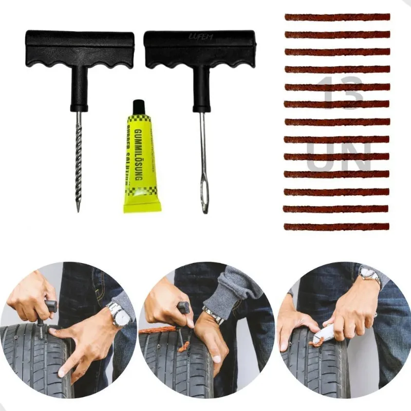 3x Kit Reparo Pneu Furo Remendo Carro Moto + Refil Macarrão