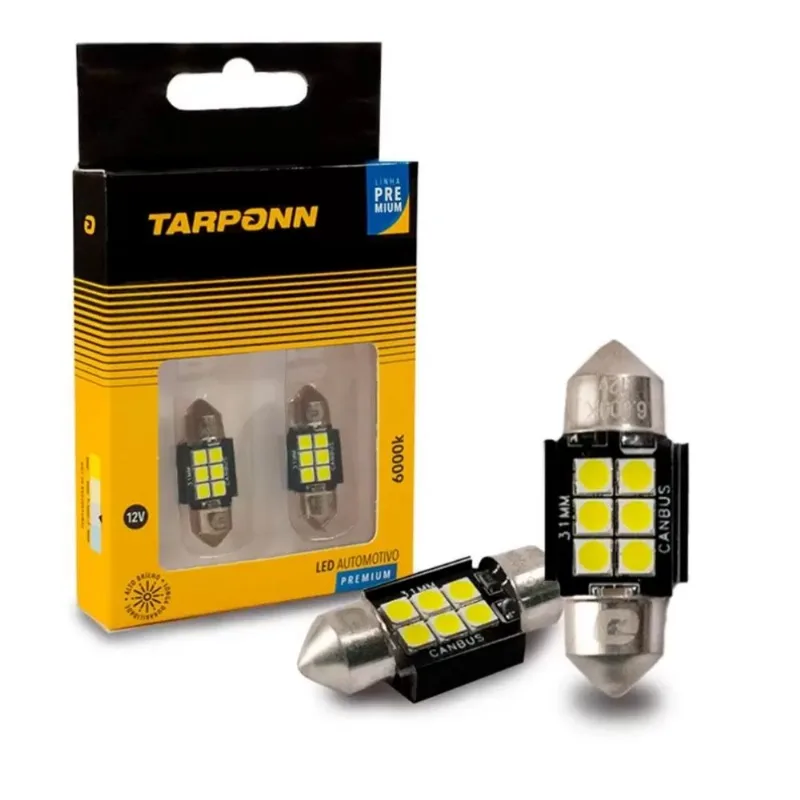 Par Lâmpada Led Torpedo Canbus 31mm 12v 6000k