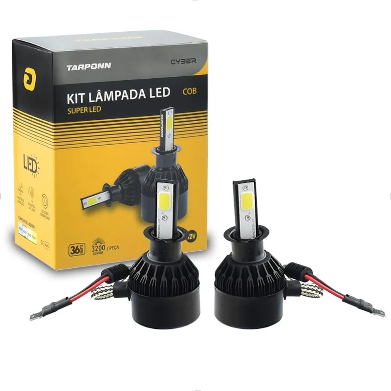 Lâmpada LED H3 6000K 36W 12V COB Com Base PK22S Anxt