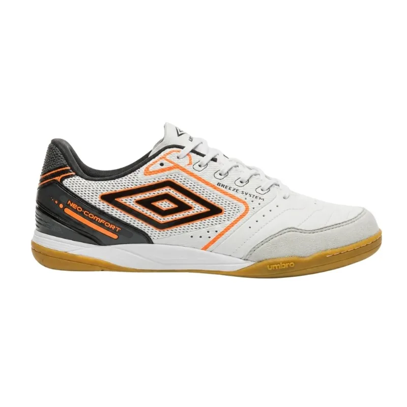 Chuteira Futsal N°39 Umbro Neo-Comfort II Branco E Laranja (MP)