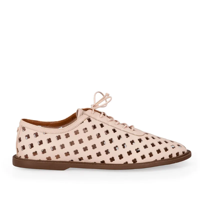 Loafer Mocassim Vazado Couro Rosa Peônia 34