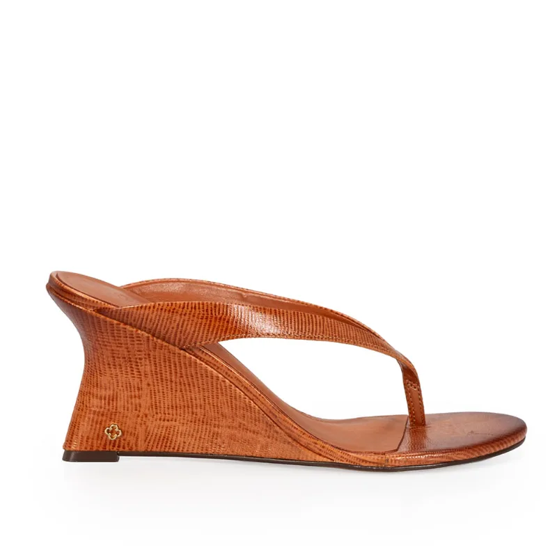 Mule Couro Lezard Caramelo 36
