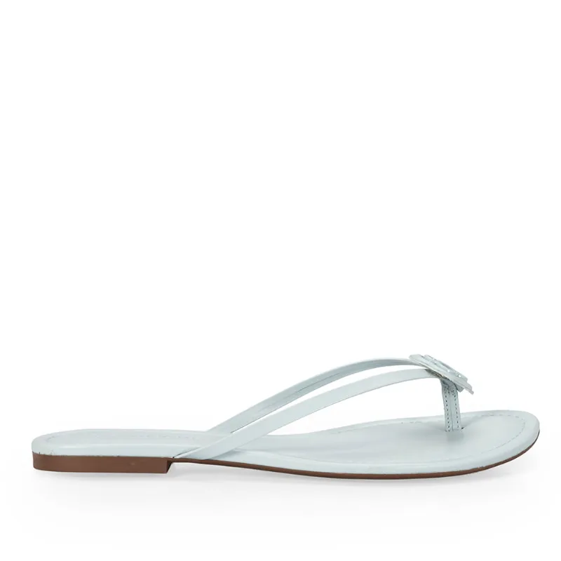 Chinelo Rasteiro Couro Azul Turmalina 37