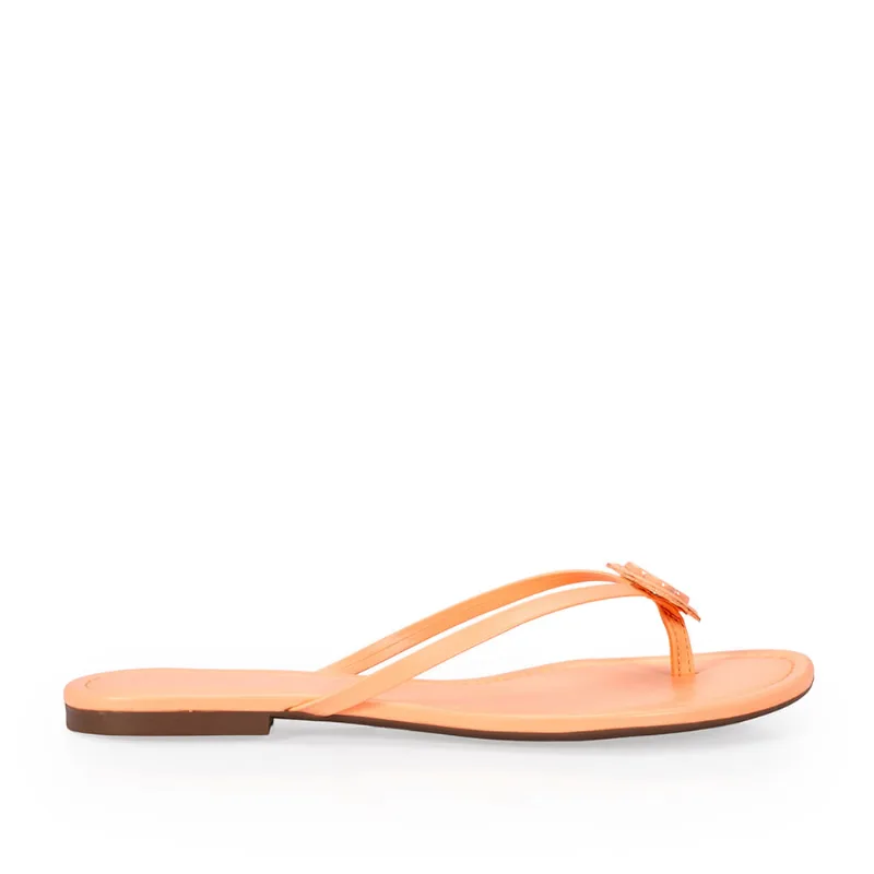 Chinelo Rasteiro Couro Coral 37