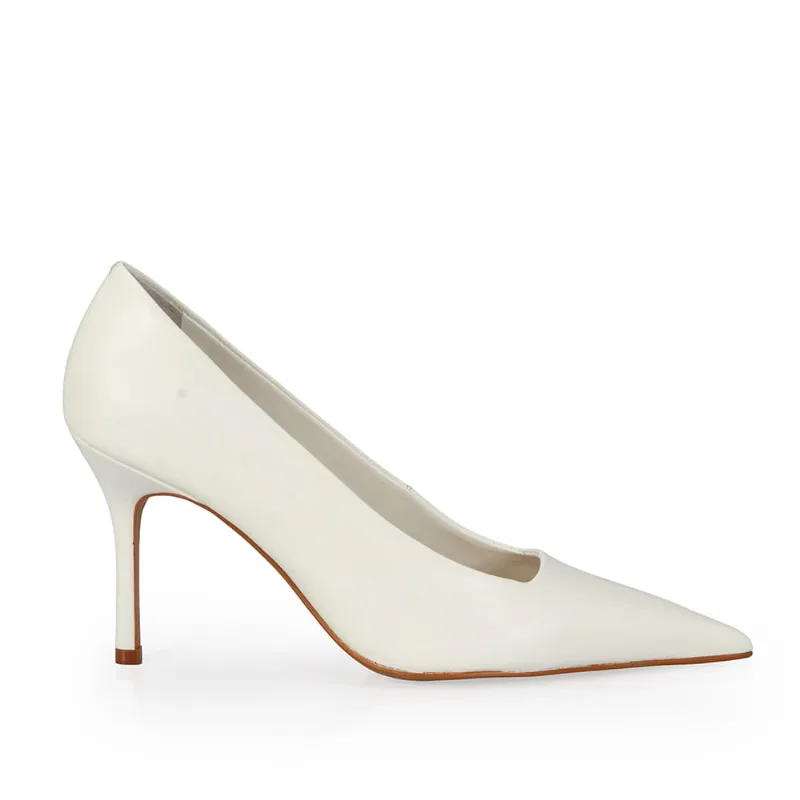 Scarpin Salto Alto Couro Branco 38