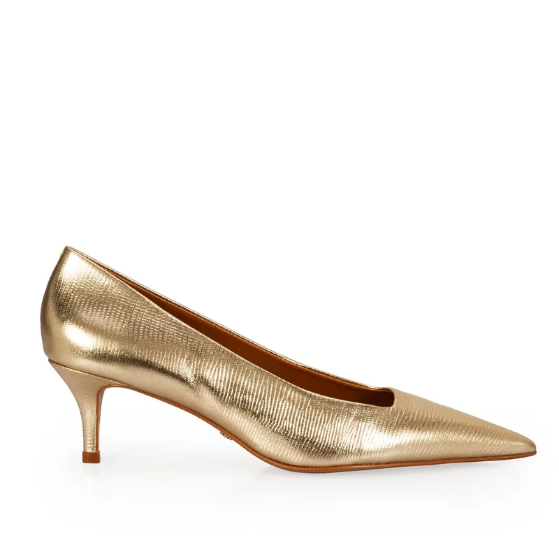 Scarpin Couro Metalizado Dourado 37