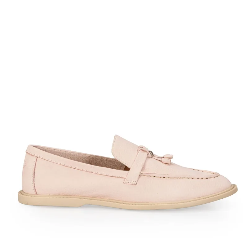 Loafer Mocassim Couro Rosa Peônia 34