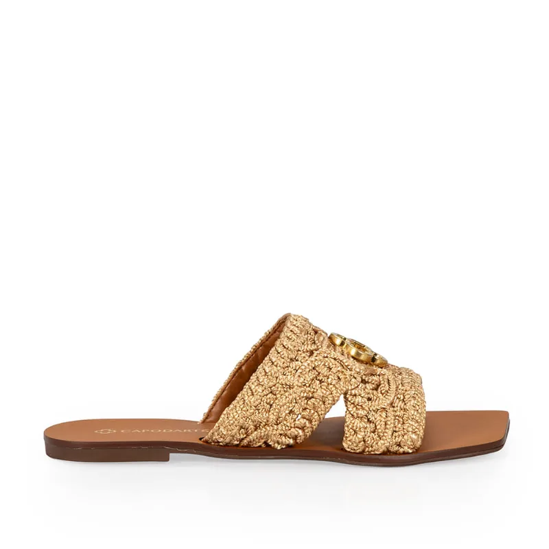 Chinelo Rasteiro Tramado Caramelo 37