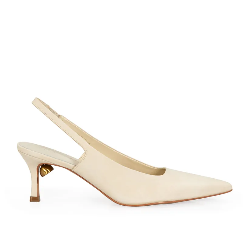 Scarpin Slingback Couro Nobuck Mármore 35