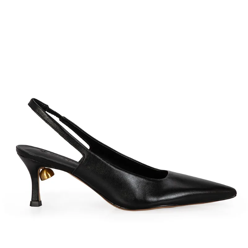 Scarpin Slingback Couro Calf Preto 37