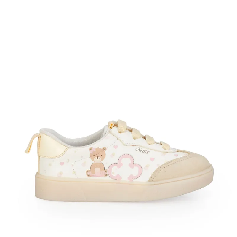 Tênis Bebê Amarração Branco e Amarelo Camomila 25